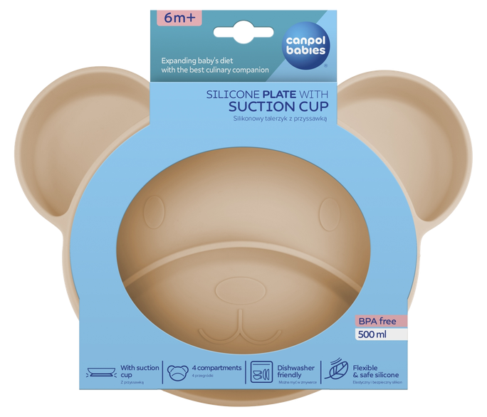 Beige bērna šķīvis CANPOL BABIES Bear, 1 gab.