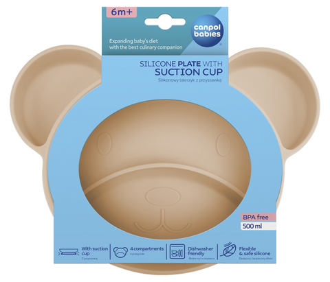 Beige bērna šķīvis CANPOL BABIES Bear, 1 gab.