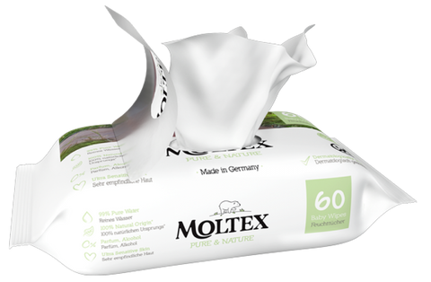 Moltex Eco Pure & Nature bērnu mitrās salvetes — 60 gabali