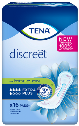 TENA Discreet Extra Plus - 16 uroloģiski ieliktņi ar uzlabotu absorbciju