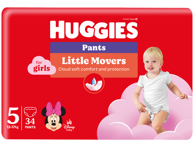 HUGGIES S5 Jumbo Pack Pants pull-up biksītes meitenēm 12-17kg ietilpībai, 34 gab.