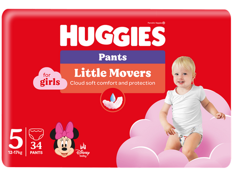 HUGGIES S5 Jumbo Pack Pants pull-up biksītes meitenēm 12-17kg ietilpībai, 34 gab.