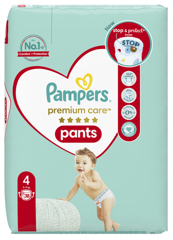 PAMPERS Premium Care 4 autiņbiksītes (9–15 kg), iepakojums 38 gab.