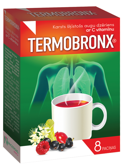 TERMOBRONX Sildošais augu dzēriens ar C vitamīnu, 8 paciņas