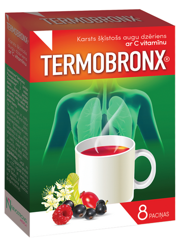 TERMOBRONX Sildošais augu dzēriens ar C vitamīnu, 8 paciņas
