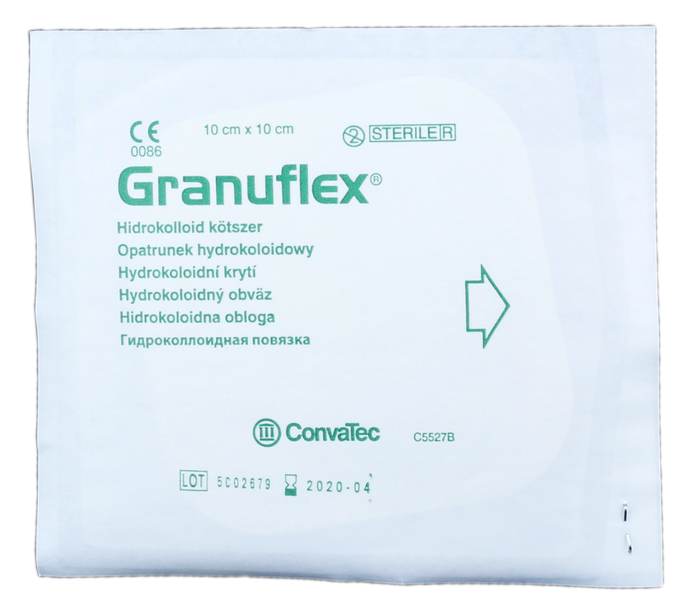 CONVATEC Granuflex hidrokoloīds pārsējs 10 x 10 cm, viena vienība