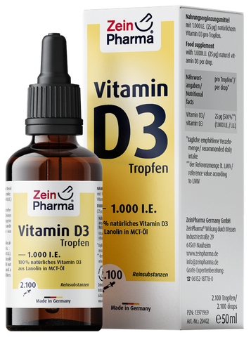 ZEINPHARMA D3 vitamīna pilieni 1000 SV, 50 ml šķīduma forma