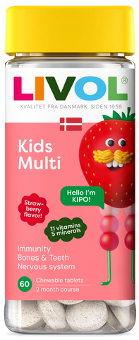 LIVOL Multi Kids košļājamās tabletes ar zemeņu garšu, 60 gab.