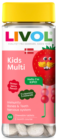 LIVOL Multi Kids košļājamās tabletes ar zemeņu garšu, 60 gab.