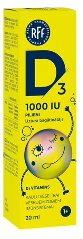 D3 vitamīna pilieni 1000 SV, 20 ml bērniem