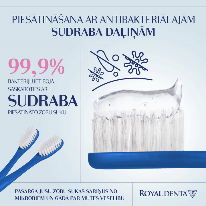 ROYAL DENTA Silver vidējas cietības zobu birste, 4 gab.