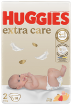 HUGGIES Extra Care 2 – autiņbiksītes jaundzimušiem 3–6 kg, 58 gabali