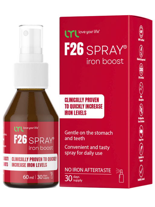 F26 SPRAY iron boost sprejs dzelzs stiprinājumam (60 ml, 30 devas) bērniem un pusaudžiem