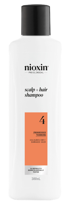 NIOXIN System 4 šampūns krāsotiem matiem ar tendenci tos padarīt plānākus, 300 ml