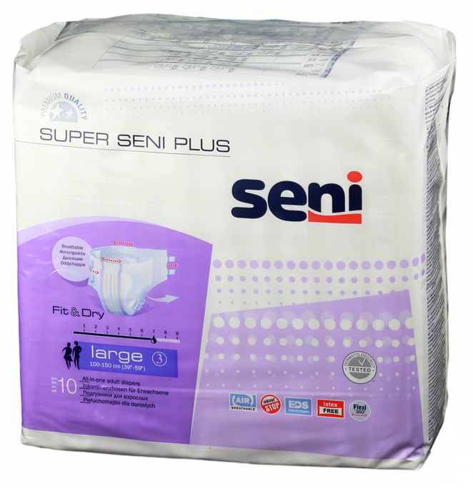 SENI Super Plus Extra Large − pieaugušo autiņbiksītes, 10 gab.