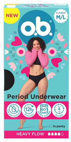 O.B. menstruālās biksītes, M/L izmērs, 1 pāris