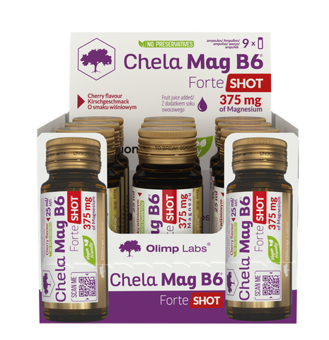 OLIMP LABS Chela-Mag B6 Forte Shot Ķiršu aromāts (25 ml), 9 ampulas