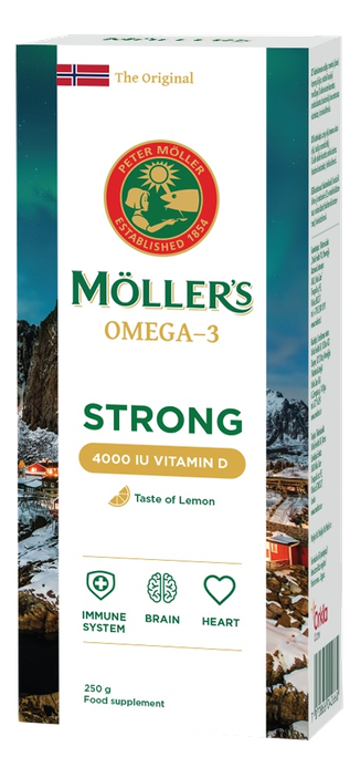Möller's Strong Vitamin D — mencu aknu eļļa ar citrona garšu, 250 ml