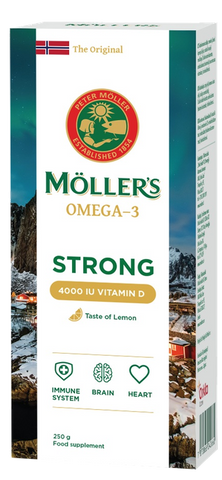 Möller's Strong Vitamin D — mencu aknu eļļa ar citrona garšu, 250 ml