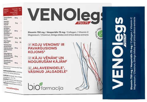 BIOFARMACIJA Venolegs pulveris 28 paciņās – vēnu stiprināšanai
