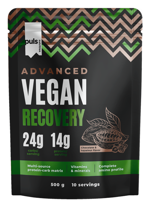 PULS NUTRITION Chocolate & Hazelnut augsti proteīna pulveris vegāniem - Advanced Recovery