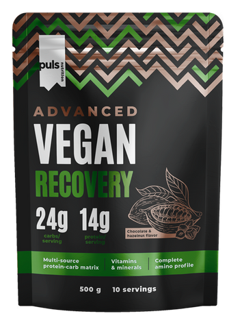 PULS NUTRITION Chocolate & Hazelnut augsti proteīna pulveris vegāniem - Advanced Recovery