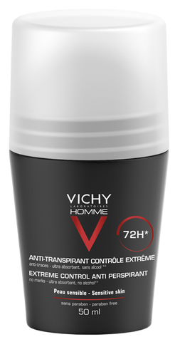 VICHY Homme Antiperspiranta rullītis 72 stundas, 50 ml Ekstremālai svīšanai