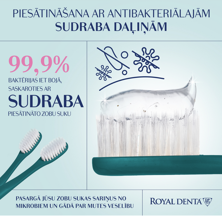 ROYAL DENTA Silver vidējas cietības zobu birste, 1 gab.
