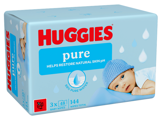 HUGGIES Pure mitrās salvetes, 48 gab., bez plastmasas iepakojuma