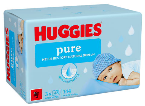 HUGGIES Pure mitrās salvetes, 48 gab., bez plastmasas iepakojuma