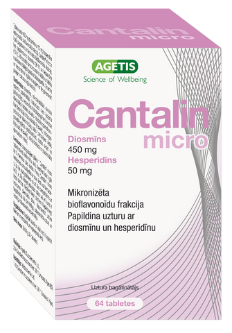 Mikronizēts Diosmīns 450 mg un Hesperidīns 50 mg - CANTALIN Micro tabletes (64 gb.)
