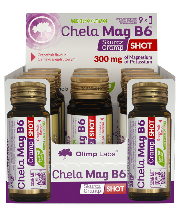OLIMP LABS Chela-Mag B6 Cramp Shot ampulas (25 ml), 9 gab. pret muskuļu krampēm