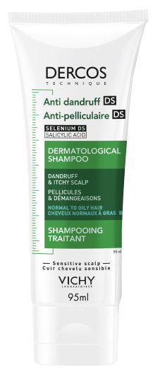 VICHY Dercos Šampūns Pret Blaugznām, 95 ml – Normāliem un Taukainiem Matiem