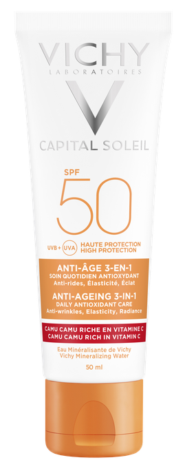 VICHY Capital Soleil SPF50 Anti-Aging 3-in-1 saules aizsarglīdzeklis 50 ml