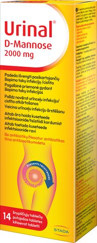 URINAL D D-mannoze putojošās tabletes, 14 gab.