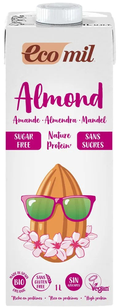 ECOMIL Almond Protein, Sugar Free dzēriens, 1000 ml