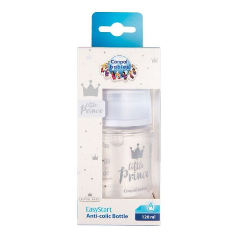 CANPOL BABIES Anti-koliku Royal Baby Blue PP pudelīte Easy Start, 120 ml