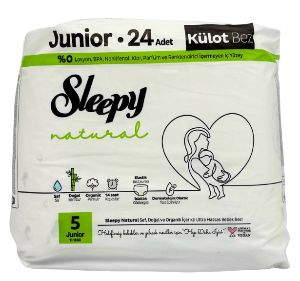 SLEEPY Junior Nr.5 Natural Pants autiņbiksītes – 24 gab. iepakojums