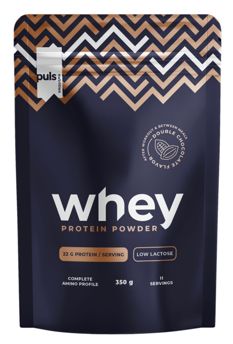 PULS NUTRITION Whey Protein ar Dubulto Šokolādi, Zems Laktozes Saturs – 350 g pulveris