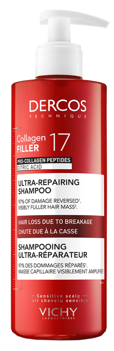 VICHY Dercos Collagen Filler 17 Ultra-Express – šampūns matiem, 400 ml
