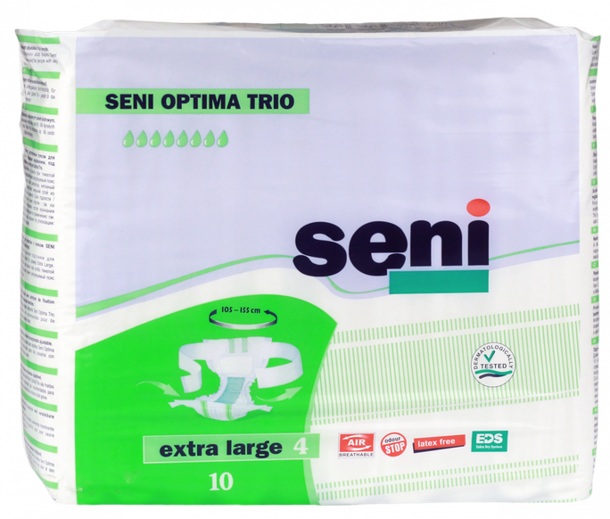 Autiņbiksītes SENI Optima Trio XL (105-155 cm), iepakojums 10 gab.