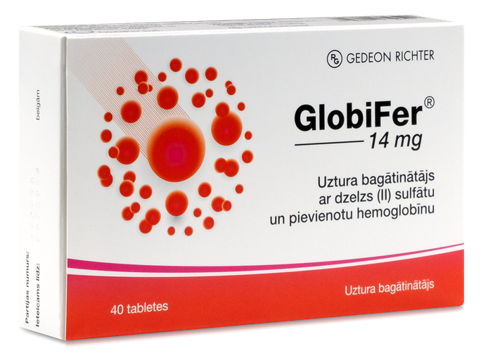 GLOBIFER tabletes 14 mg, iepakojums 40 gab.