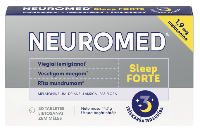Neuromed Sleep Forte — 30 tabletes ar melatonīnu