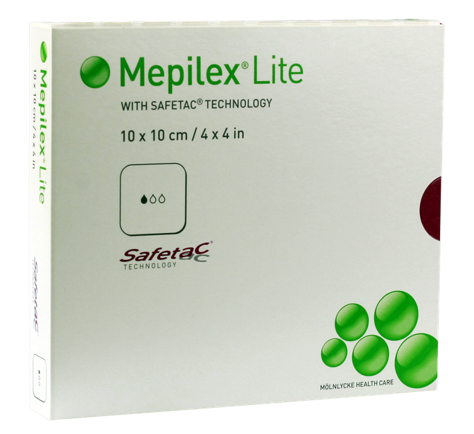MEPILEX Lite brūču pārsējs 10x10 cm, 5 gabali