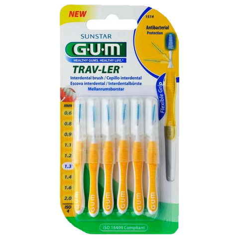 GUM Trav-Ler starpzobu birstīte 1,3 mm, 6 gab. iepakojumā
