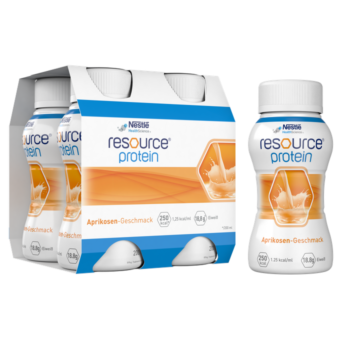NESTLE Resource Protein aprikožu garšā, 4 gab. pa 200 ml