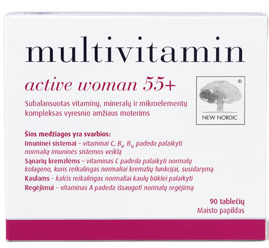 NEW NORDIC Active Woman 55+ vitamīnu tabletes, 90 gab.