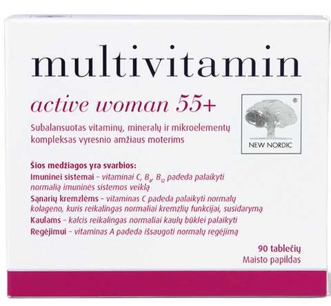 NEW NORDIC Active Woman 55+ vitamīnu tabletes, 90 gab.