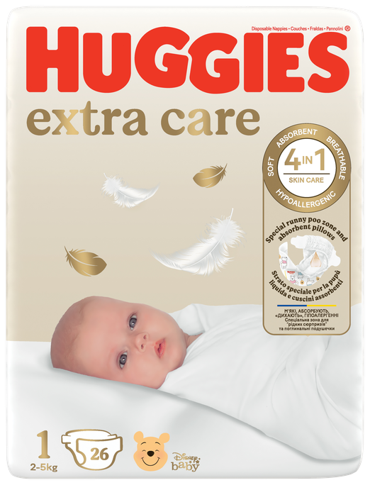HUGGIES Elite Soft 1 autiņbiksītes 26 gab., 3-5 kg