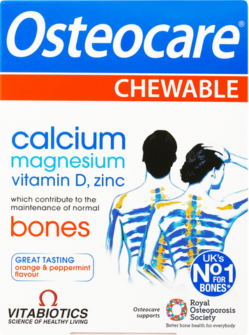 OSTEOCARE Kalcija, Magnija, D3 Vitamīna un Cinka Košļājamās Tabletes (30 gab.)